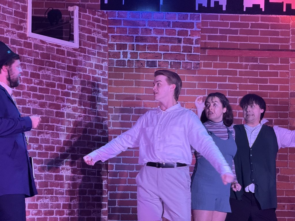 Schoolyard chase, blue light